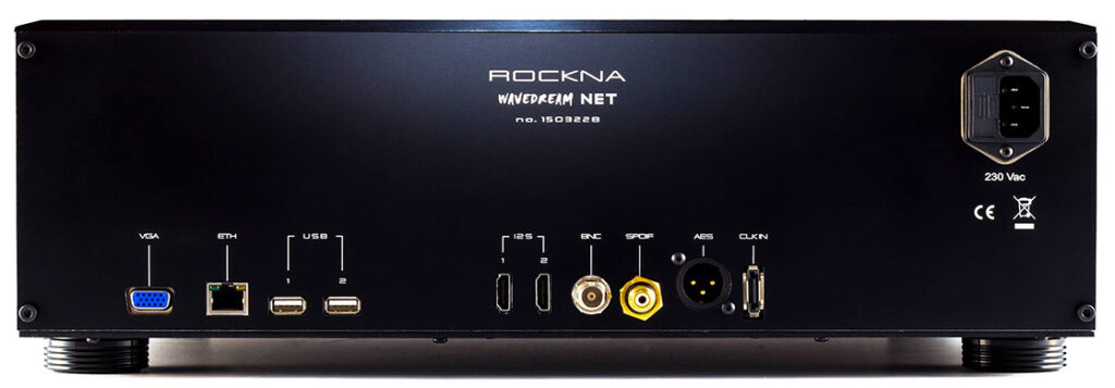 Connectique arrière Rockna Wavedream NET sortie I2S LVDS et ports Ethernet