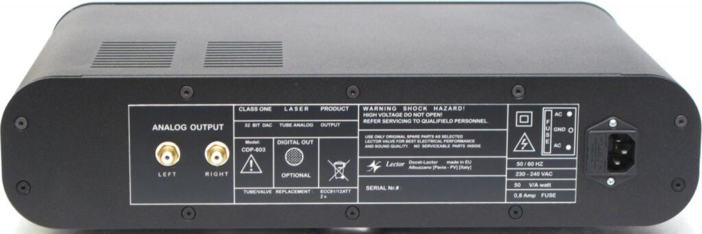 Lector CDP-603 – connectiques analogiques et numériques