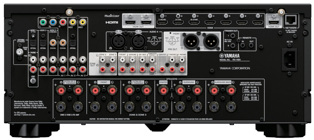 Amplificateur Home Cinéma Yamaha RX-A6A – 9 canaux, Dolby Atmos, DTS:X, 8K, disponible chez SON HD SALON PRIVÉ