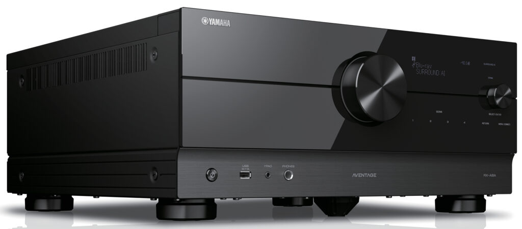 Yamaha RX‑A8A, amplificateur multicanaux Home Cinéma haut de gamme offrant une expérience sonore immersive Dolby Atmos et DTS:X, compatible 4K/8K.