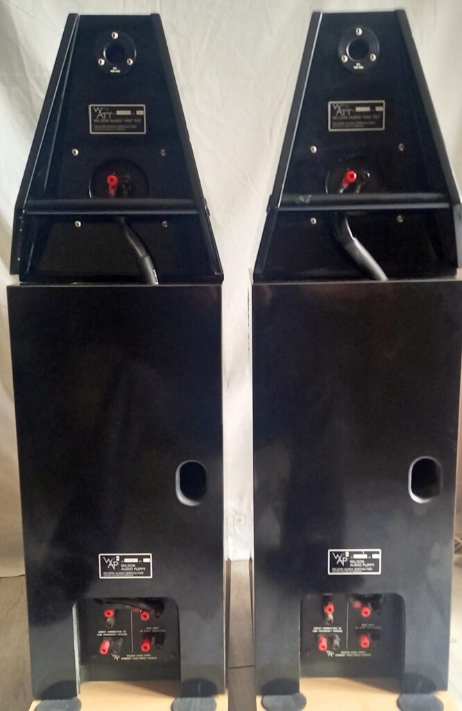 Paire enceintes Wilson Audio WATT Puppy 3 occasion bon état trois voies haut de gamme Son HD Salon Privé