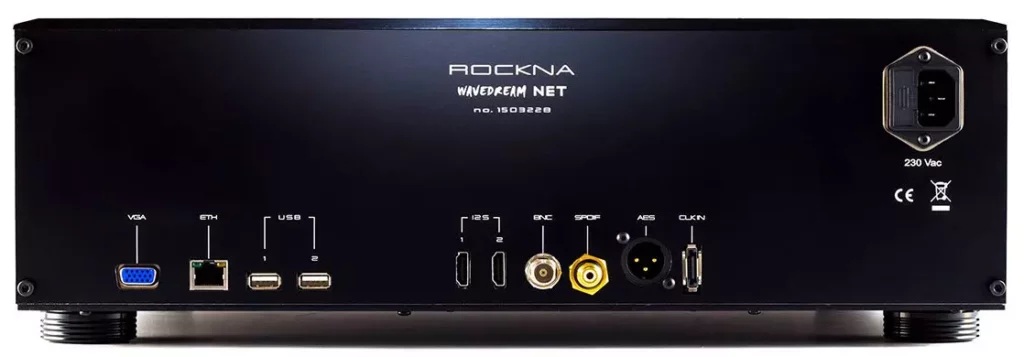 Connectique arrière Rockna Wavedream NET sortie I2S LVDS et ports Ethernet