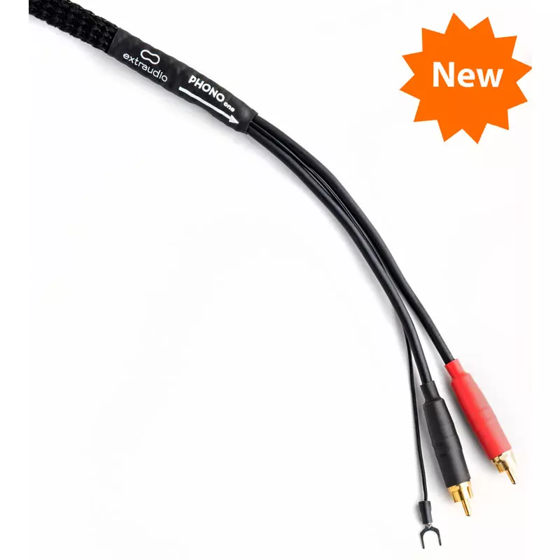 Câble de modulation analogique RCA Phono Extraudio One avec fil de masse dédié en silicone.