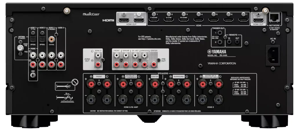 Yamaha RX‑A4A, amplificateur multicanaux Home Cinéma haut de gamme pour une expérience sonore immersive et précise.