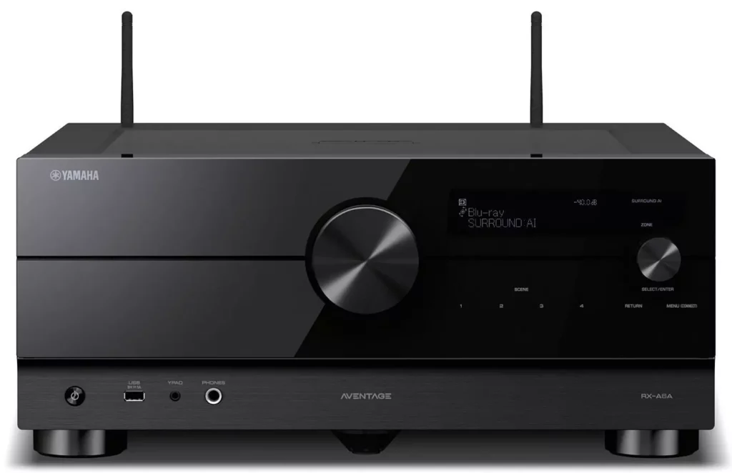 Yamaha RX‑A6A, amplificateur multicanaux Home Cinéma haut de gamme offrant une expérience sonore immersive et précise.