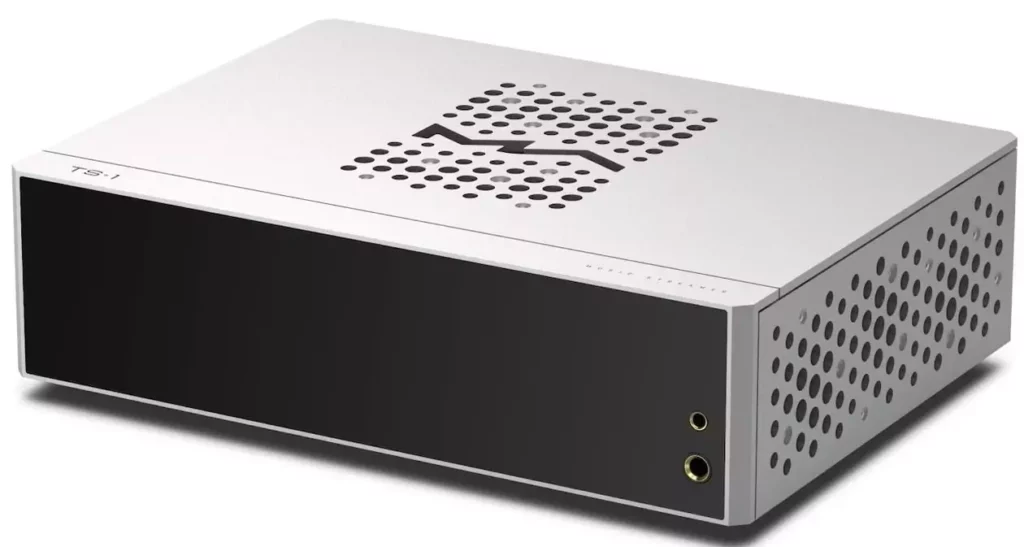 Lecteur réseau et ampli casque Matrix Audio TS-1 avec écran tactile haute résolution et boîtier aluminium usiné.