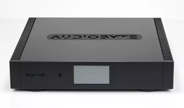 Streamer Audiobyte SuperHUB avec écran tactile IPS 3 pouces et châssis aluminium sablé.