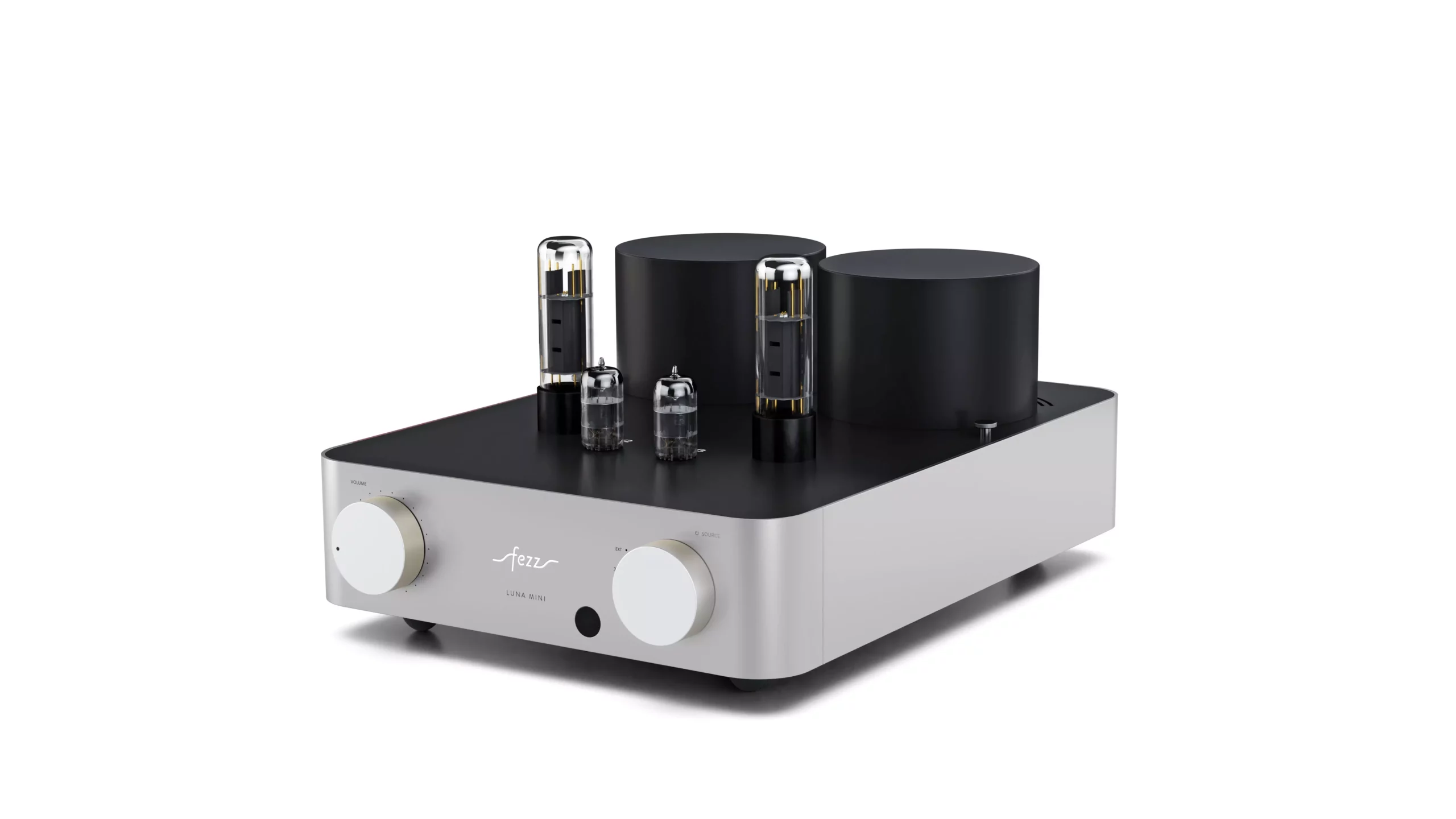 Amplificateur intégré à tubes Fezz Audio Luna Mini Moonlight en vue trois quarts sans grille de protection