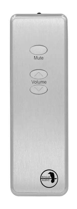 Télécommande métal 3 boutons fournie avec le Rogue Audio Pharaoh II Dark
