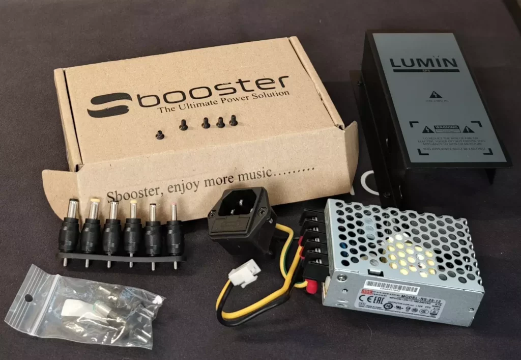 Accessoires fournis avec l'alimentation Sbooster et l'alimentation d'origine du Lumin U1 Mini